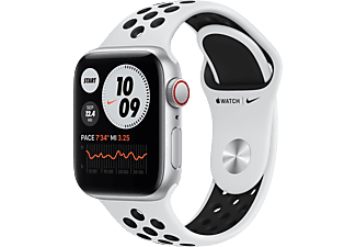 APPLE Watch SE Nike GPS + Cellular 40mm Aluminiumboett i Silver - Sportband i Platinum/Svart