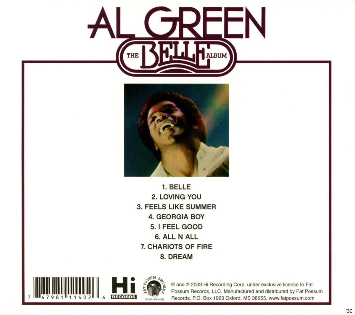 Al Green "Belle" című albumának borítója, rajta fotó, számlista és szöveg.