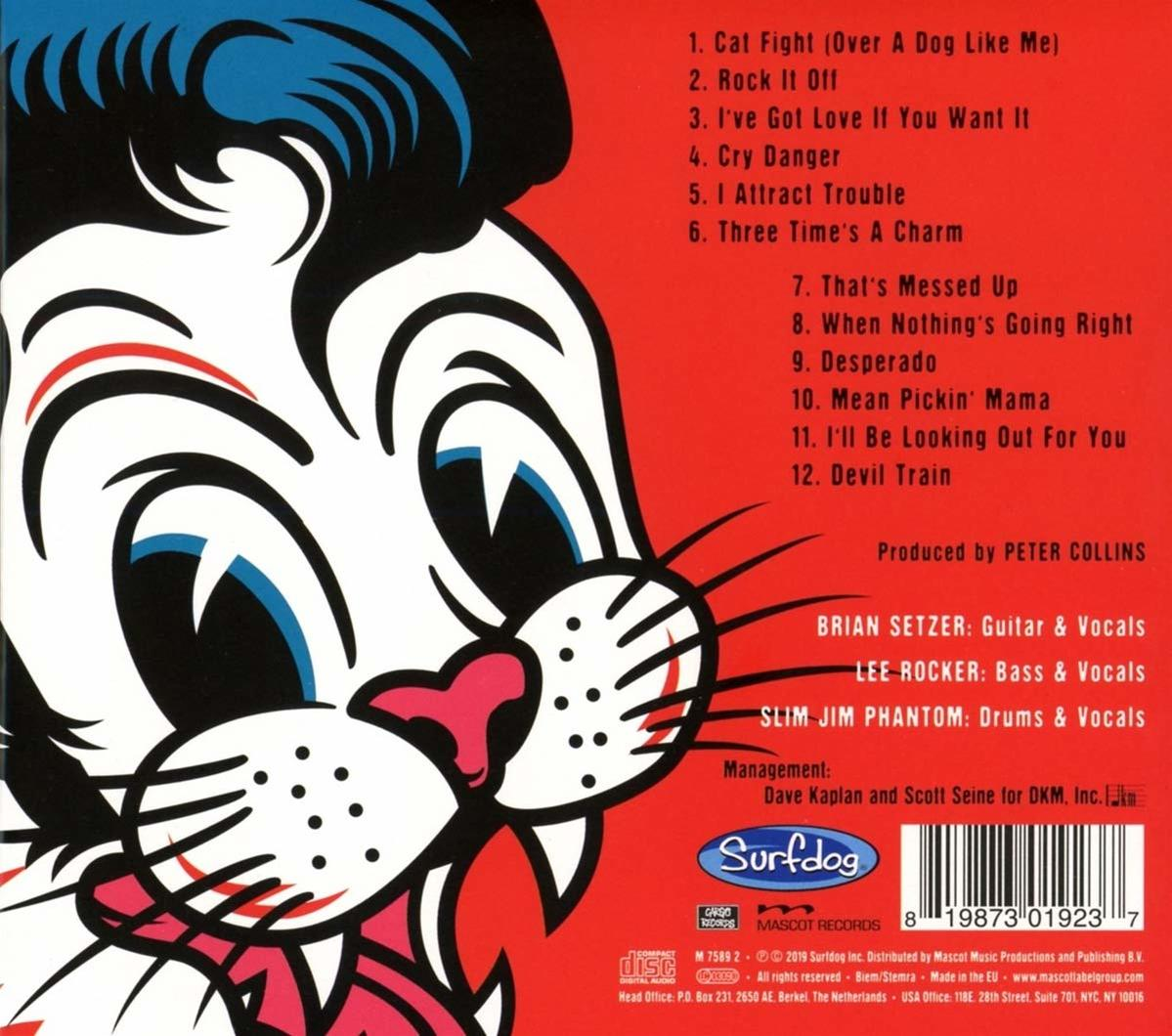 Albumcover mit einer Cartoon-Katze und Songtiteln. Text enthält auch Credits und einen Barcode.