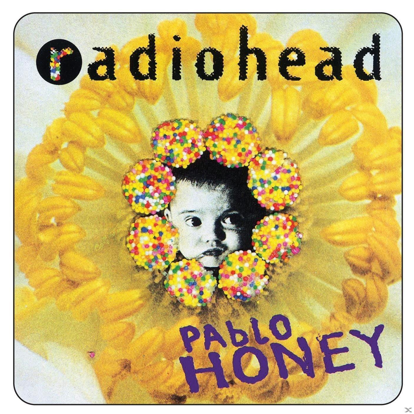 Albumcover von Radioheads "Pablo Honey". Es zeigt ein Baby, umgeben von bunten Streuseln.