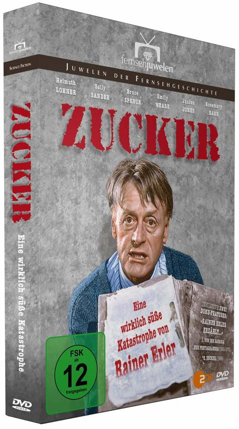 DVD-Cover von ZUCKER. Ein Mann schaut besorgt, Text in Rot, grünes FSK 12-Label sichtbar.