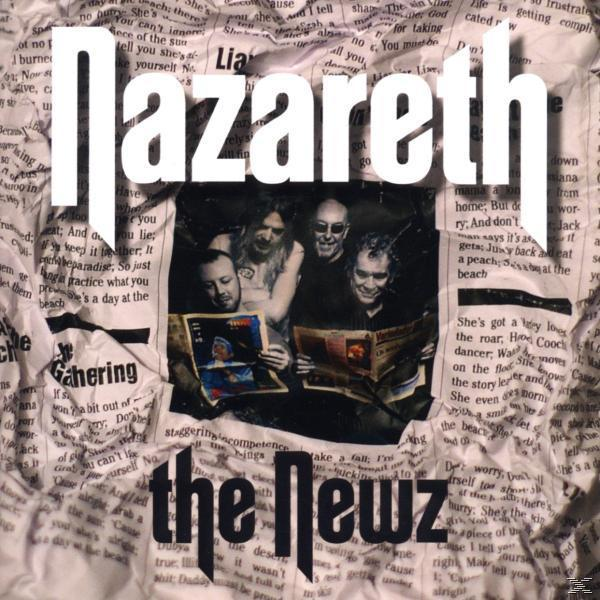 Albumcover mit Zeitungshintergrund und Bandmitgliedern. Titel ist "NAZARETH" und "The Newz".
