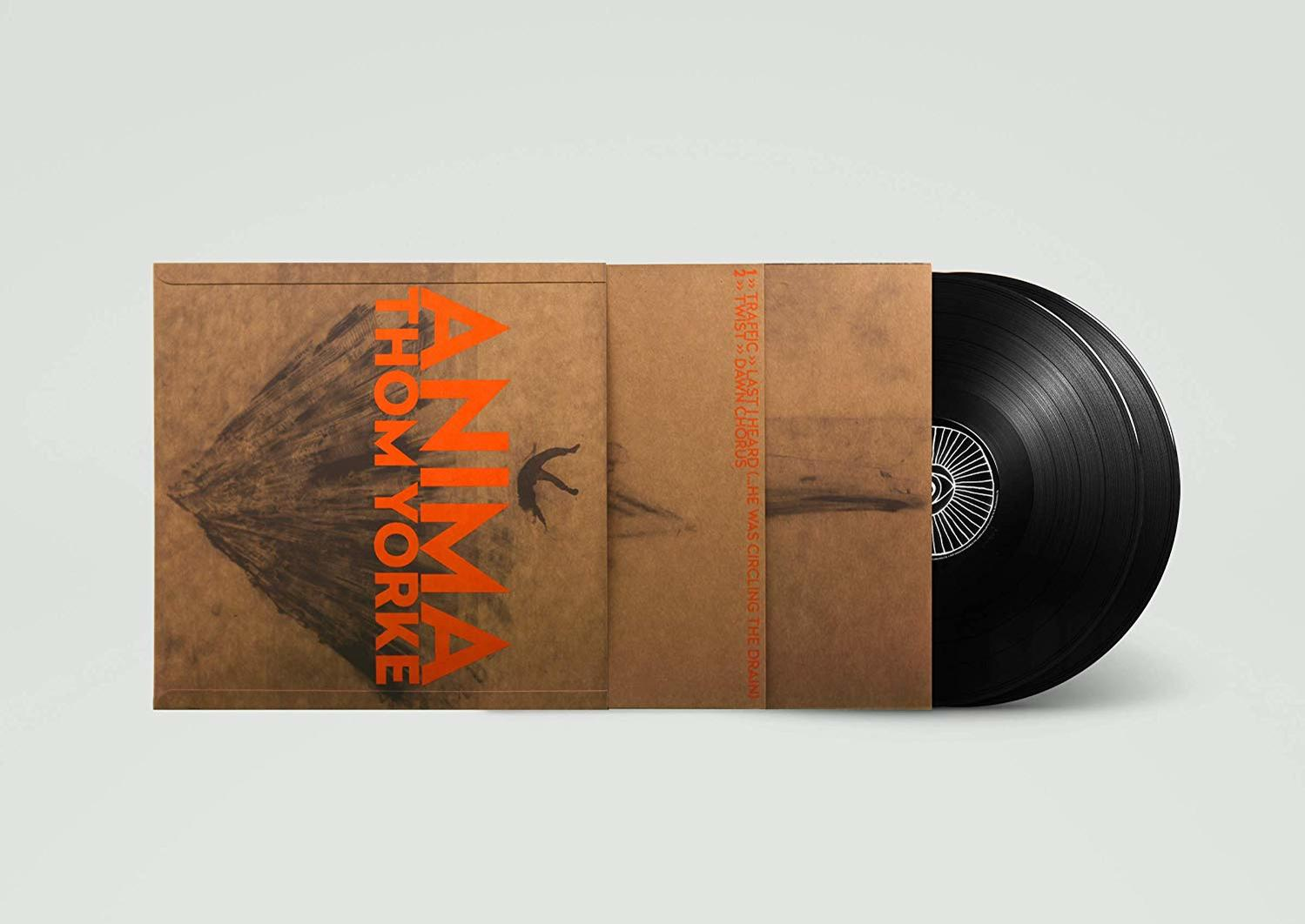 Albumcover: 'Anima' von Thom Yorke, zeigt eine fallende Person und Albumdetails.