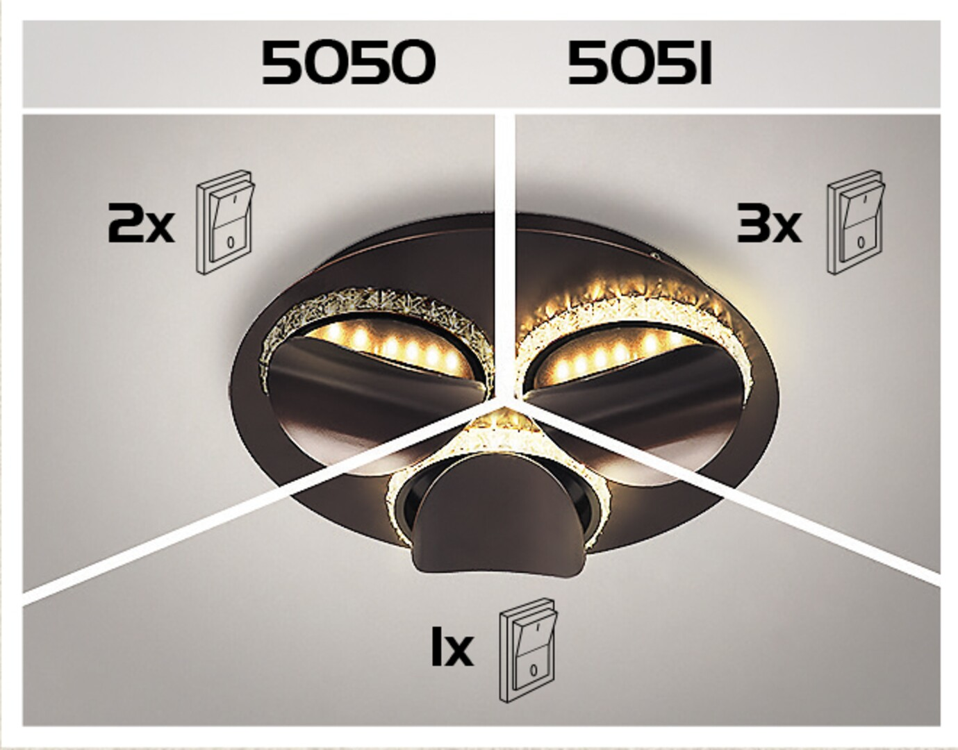 RÁBALUX 5051 Capriana mennyezeti lámpa, 50cm, metál barna, LED 36W