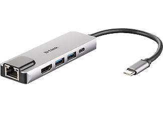 D-LINK DUB-M520 USB-C Hub 2xUSB + 1xHDMI + 1x USB-C + 1x RJ-45 gigabit LAN