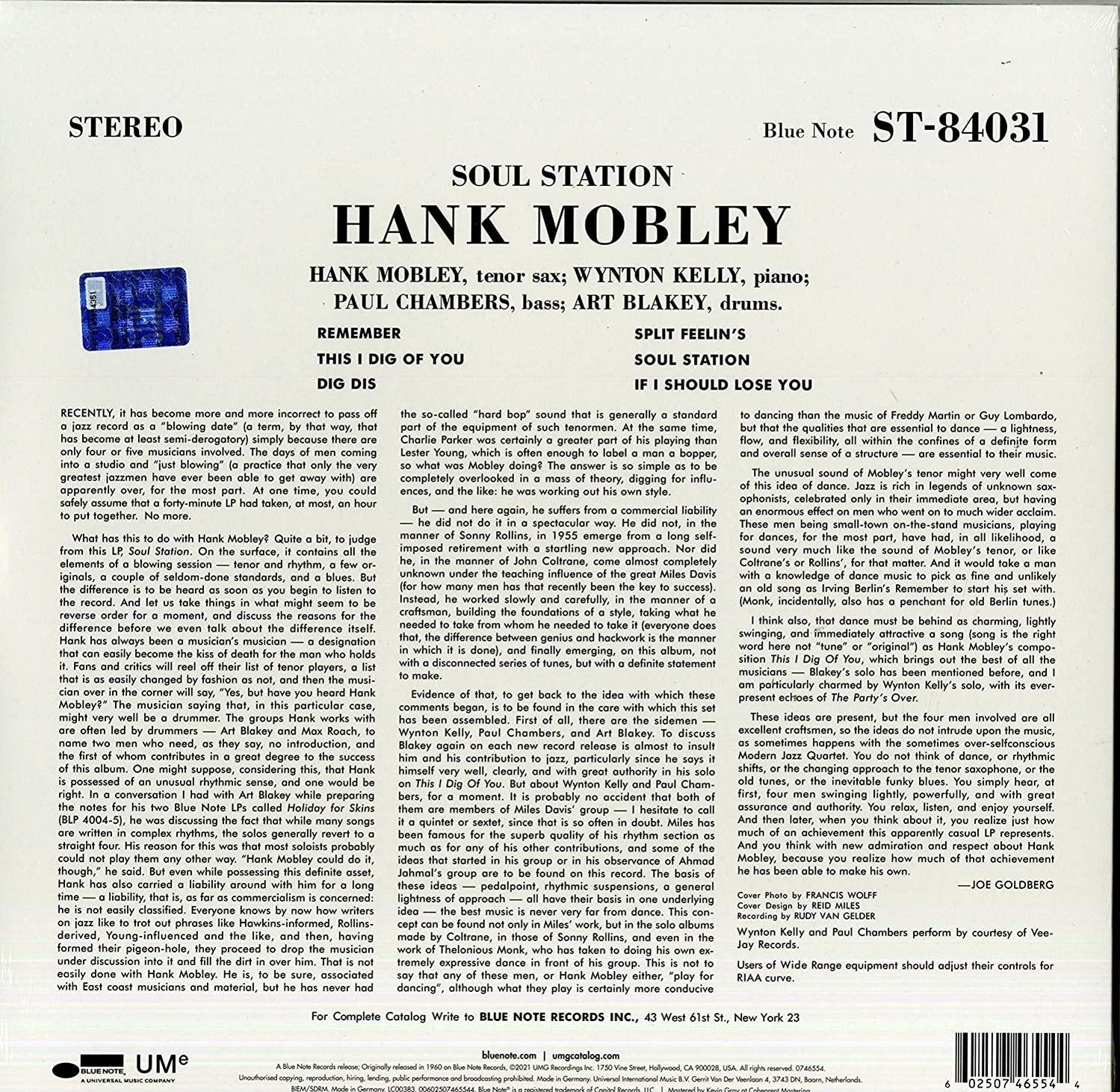 Albumcover für 'Soul Station' von Hank Mobley. Das Blue Note-Logo ist sichtbar.