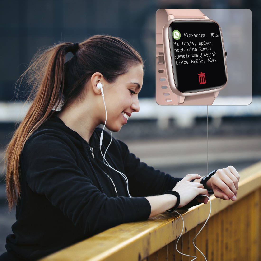 HAMA Fit Watch (Länge Edelstahl 255 mm Smartwatch 5910 insgesamt), Rosegold Kunststoff