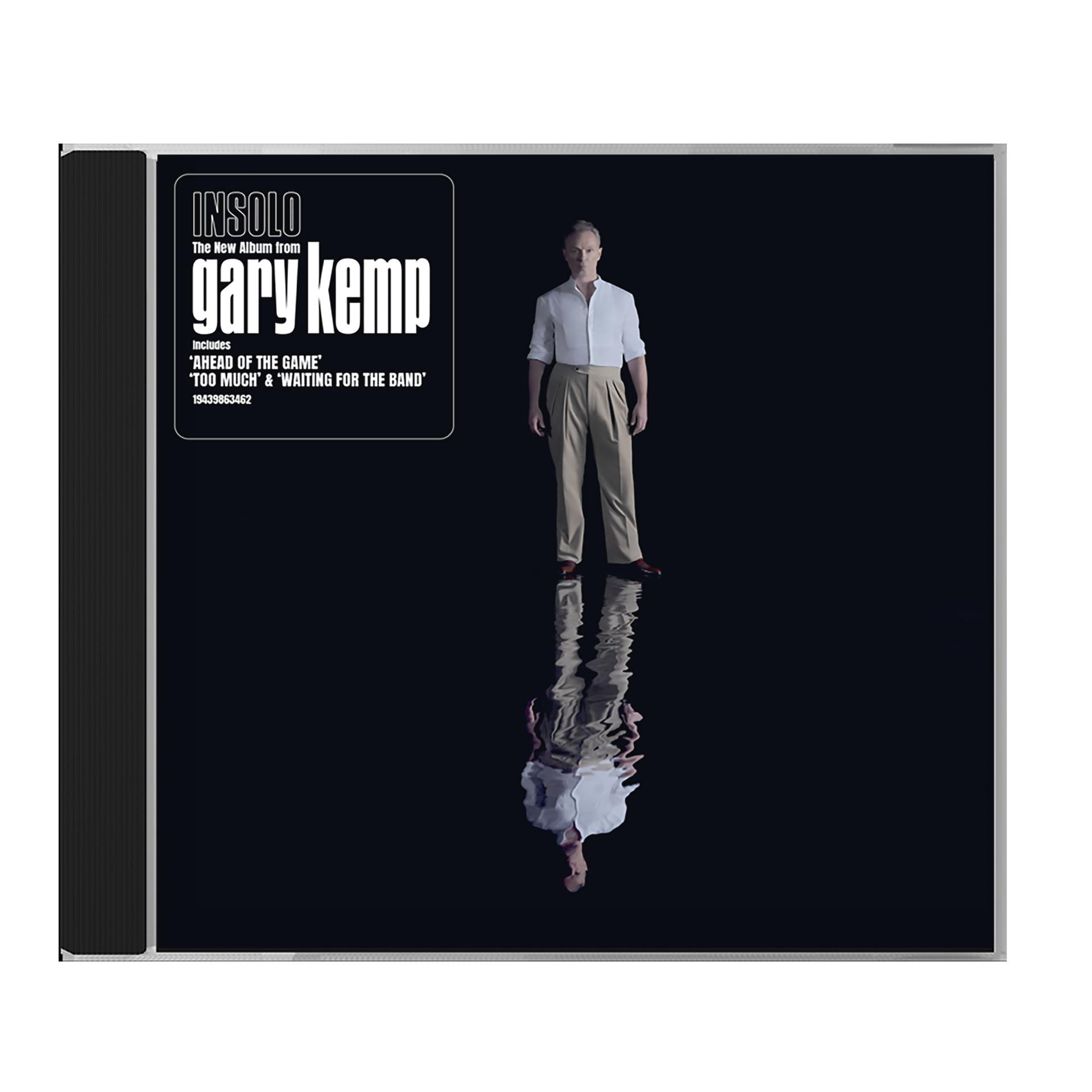 Albumcover: Gary Kemps Album 'INSOLO' mit seinem im Wasser reflektierten Bild.