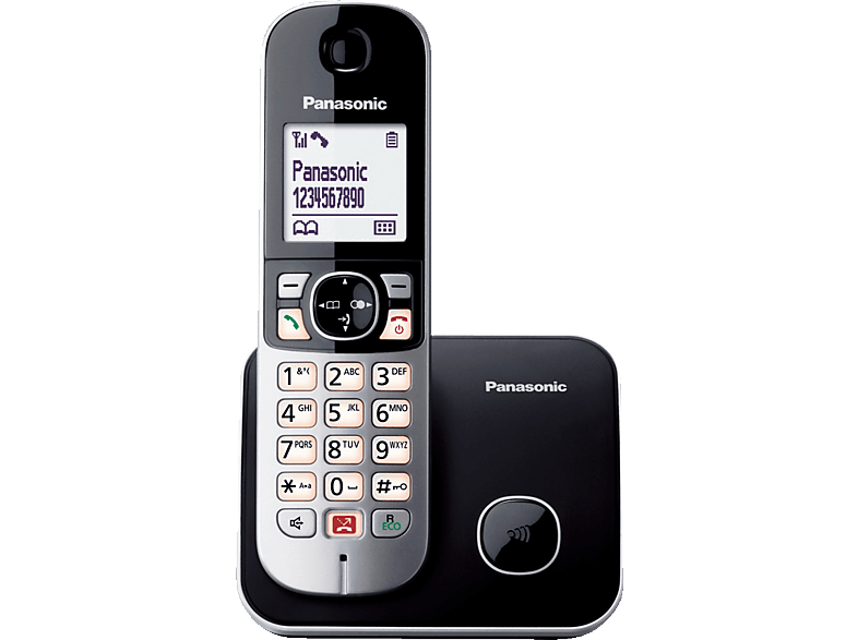 Bis zu 1.000 Telefonnummern sperren, übersichtliche Schriftgröße, lauter Hörer, Voll-Duplex Freisprechen Panasonic KX-TG6851GB Schnurlostelefon schwarz-silber 