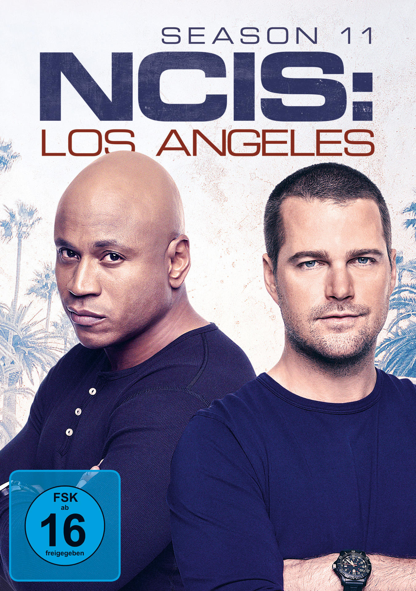 DVD-Cover mit zwei Männern, einer davon kahl. Der Titel ist NCIS: Los Angeles, Staffel 11.