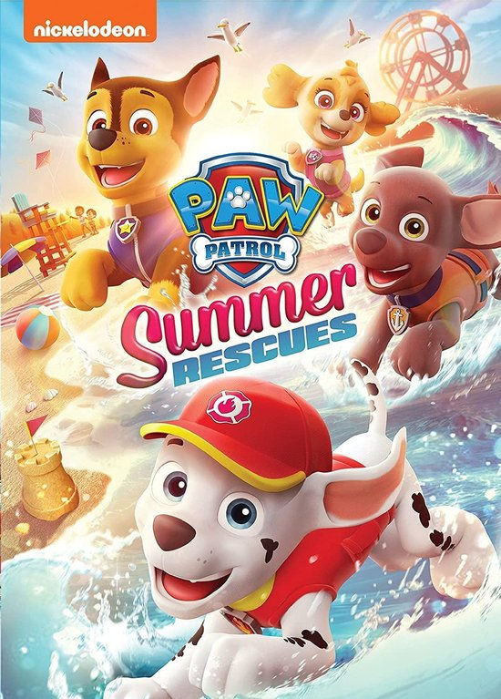 PAW Patrol Summer Rescues DVD-hoes, met tekenfilm pups.