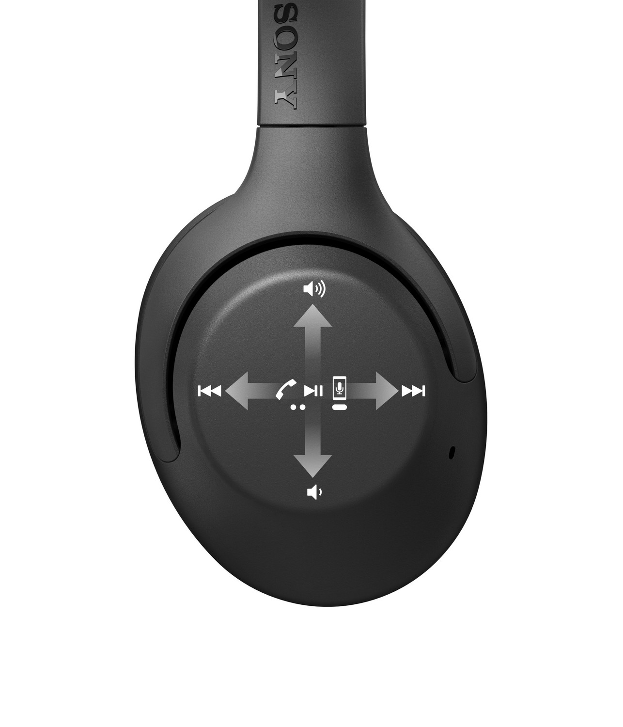 Auriculares negros con botones de control en el auricular derecho.