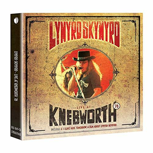 Lynyrd Skynyrd Live at Knebworth '76 CD-Cover. Ein Live-Performance-Foto ist in der Mitte.