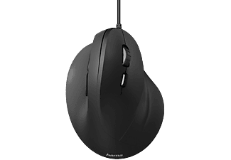 HAMA 182698 Vertikale, ergonomische Maus "EMC-500", kabelgebunden, 6 Tasten, Schwarz