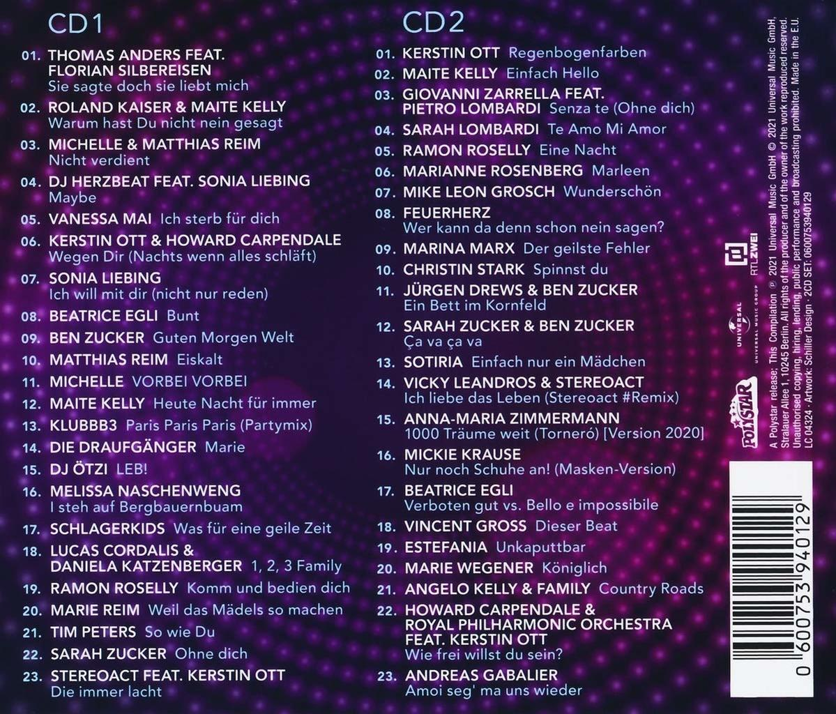 Eine CD-Hülle mit zwei Discs und einer Titelliste.