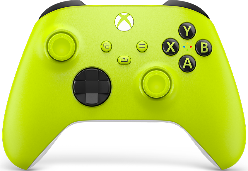 Hellgrüner Xbox-Controller mit schwarzen Akzenten, Tasten und einem weißen Xbox-Logo.