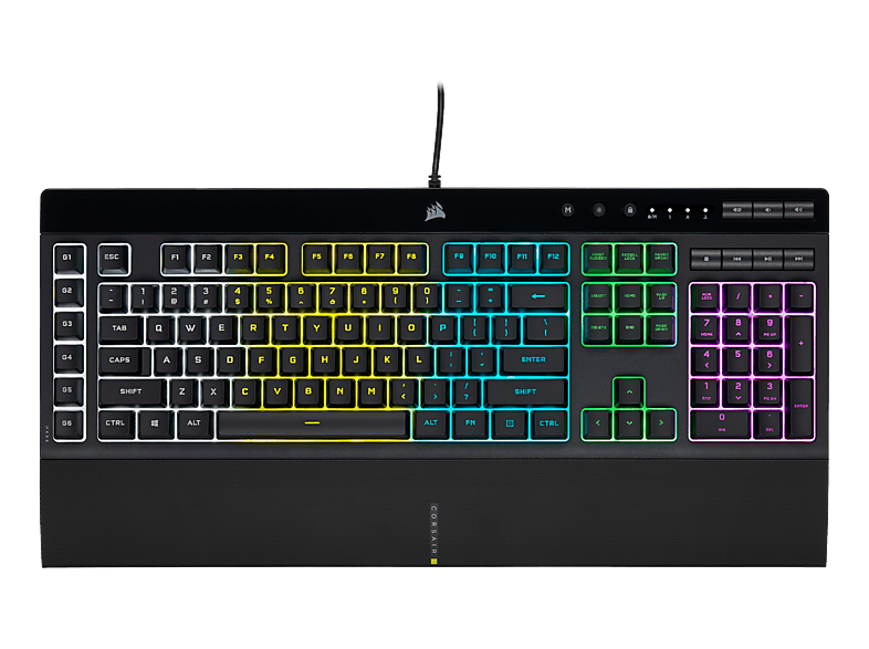CORSAIR K55 RGB PRO (CH) - Gaming-Tastatur, Kabelgebunden, QWERTZ, Full size, Rubber dome, Schwarz