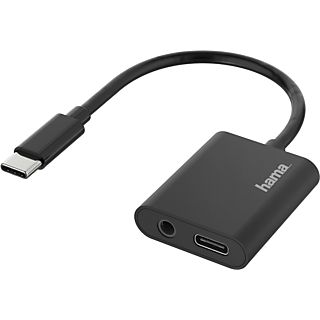 Adaptador - Hama 00200319, De conector USB-C a enchufe Jack 3.5 mm / USB-C, Negro