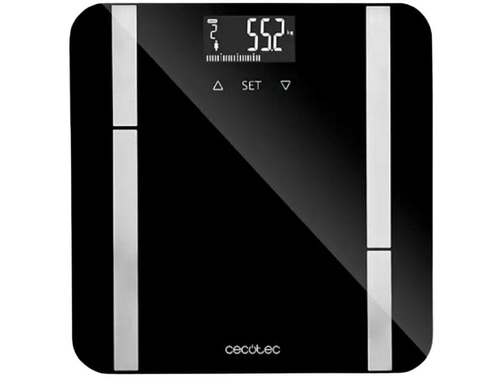 Báscula de baño - Cecotec Surface Precision 9450 Full Healthy, 180 kg, LCD, 10 Memorias, Cristal, Negro