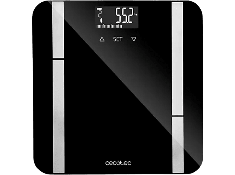 Báscula de baño - Cecotec Surface Precision 9450 Full Healthy, 180 kg, LCD, 10 Memorias, Cristal, Negro