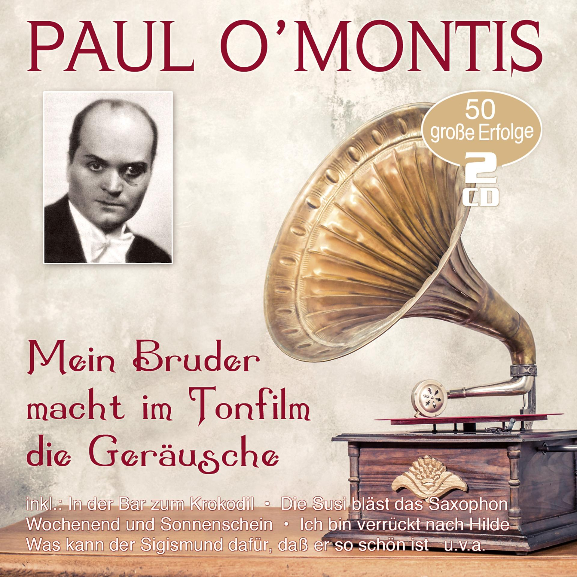 Albumcover: Paul O'Montis, mit Foto und Grammophon-Illustration.