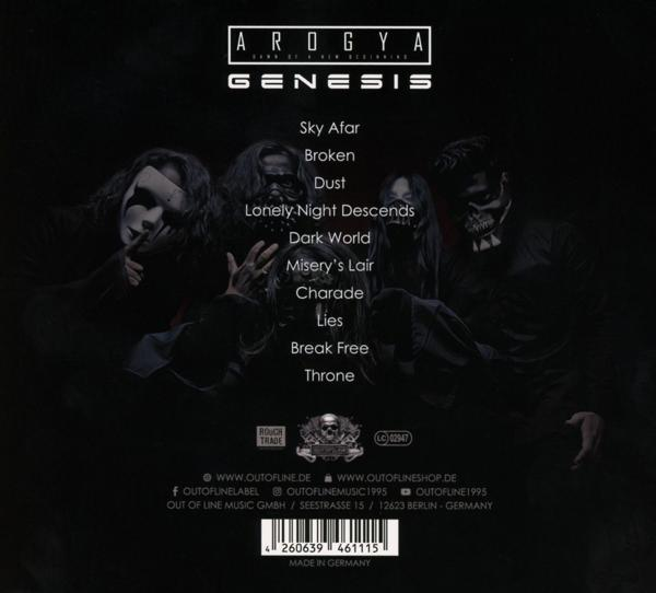 Albumcover mit einer Band. Das Cover sagt AROGYA, Genesis und eine Liste von Titeln.