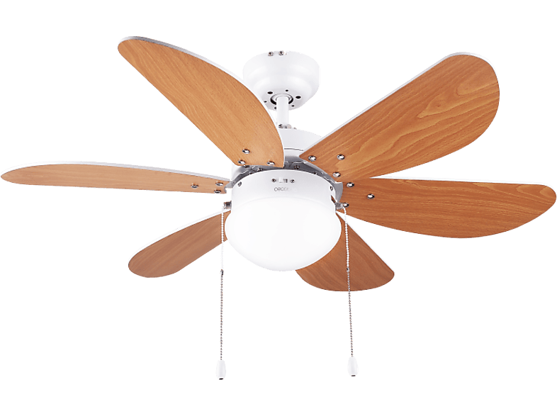 Ventilador de techo - Cecotec EnergySilence Aero 360, 50 W, 6 Aspas, 3 Velocidades, Con iluminación, Marrón