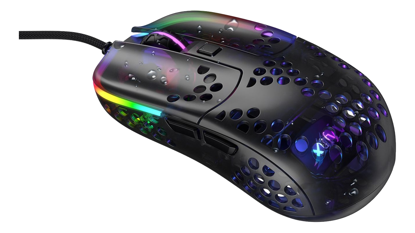 CHERRY MZ1 RGB - Zy’s Rail - Souris Gaming, Filaire, Optique avec diodes électroluminescentes, 16000 cpi, Noir/Transparent