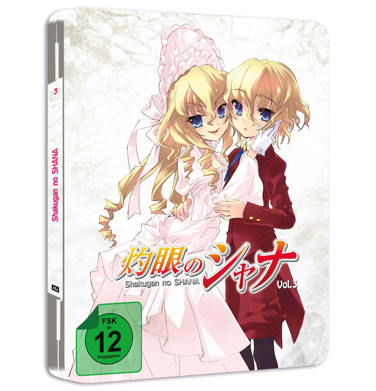 Blu-ray-Hülle für Shakugan no Shana Vol.3 mit zwei Anime-Charakteren.