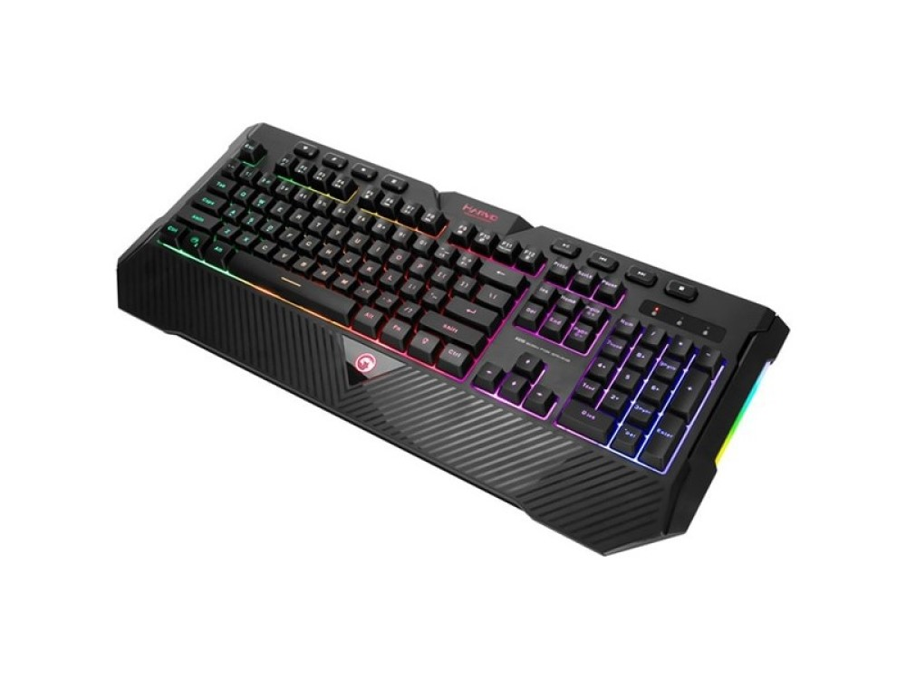 Teclado gaming - Marvo K656, Membrana, Con cable, Con iluminación RGB, USB, 112 teclas, Anti-ghosting, Negro
