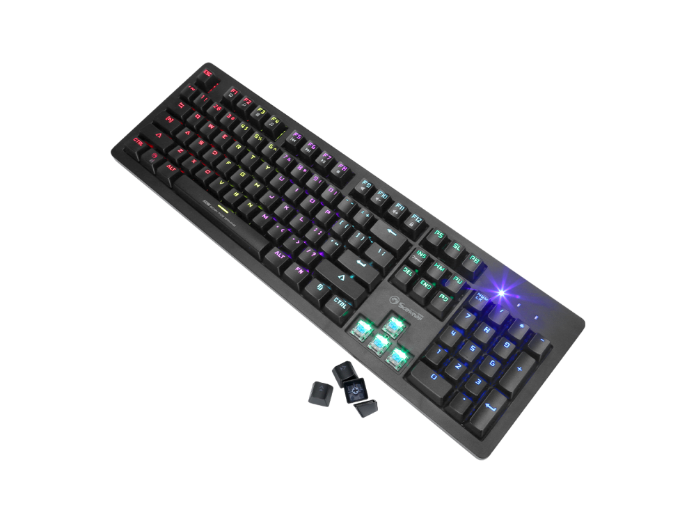 Teclado gaming - Marvo MA-K916 SP, Con cable, 1.6 m, 104 teclas, USB, Anti-ghosting, Iluminación RGB, Negro