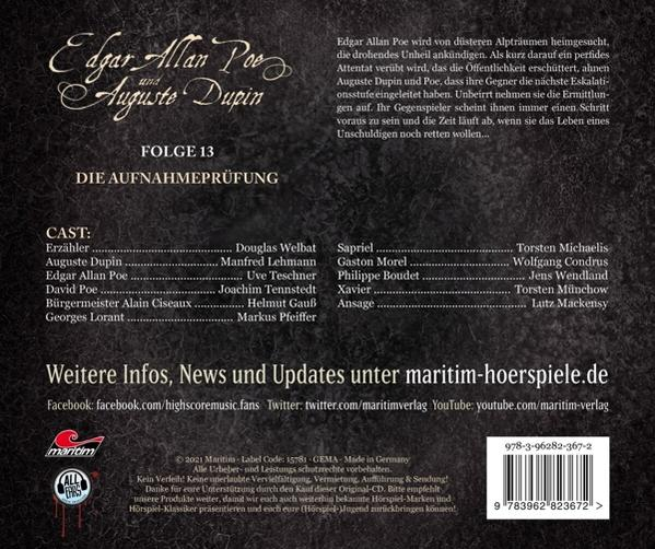 DVD-Hülle für ein deutsches Hörspiel, mit Text und dunklem, strukturiertem Hintergrund.