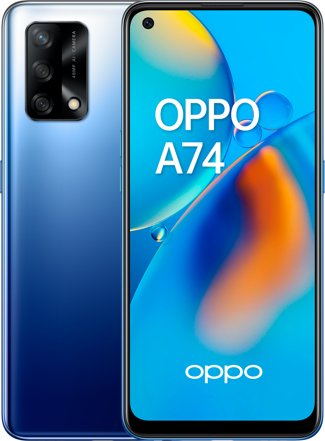 Móvil - OPPO A74, Azul, 128 GB, 6 GB RAM, 6,43" Full HD+, Qualcomm Snapdragon 662, 5000 mAh, Android