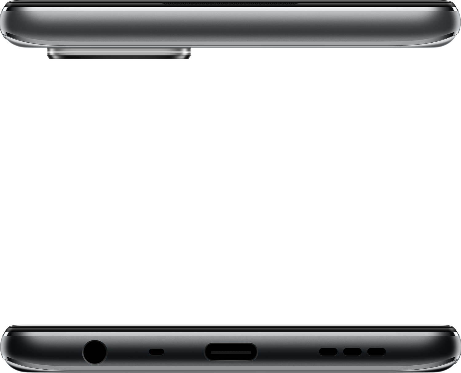Primer plano de dos smartphones. Uno tiene una matriz de cámara, otro un conector para auriculares.