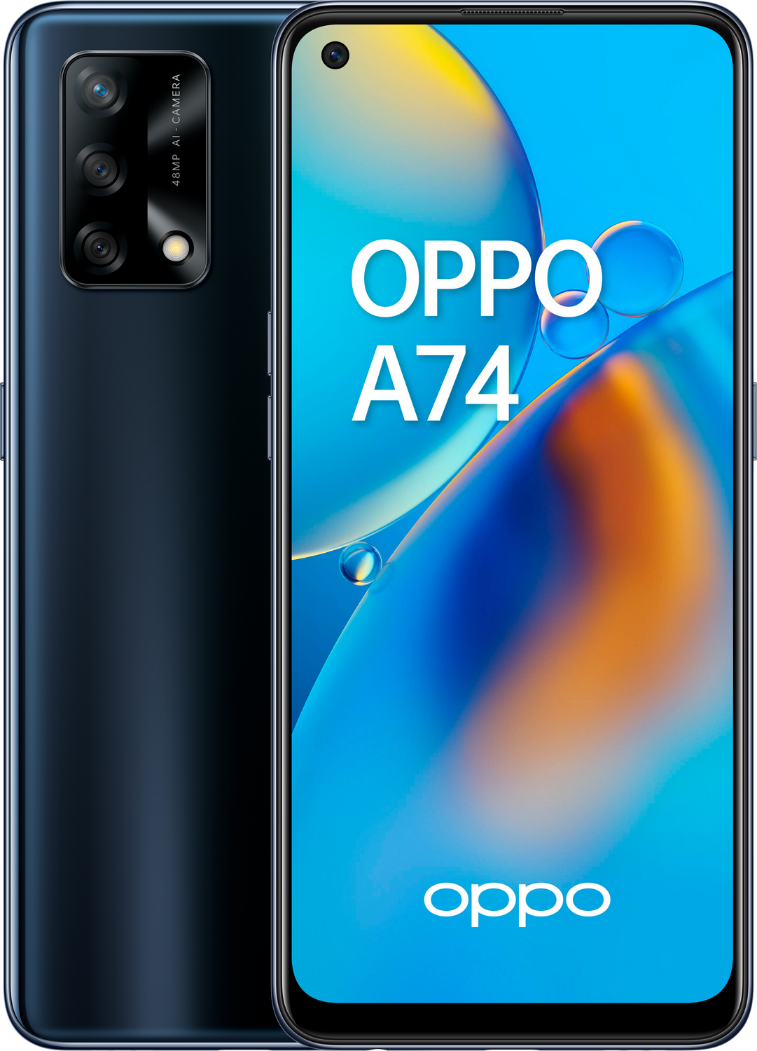 Móvil - OPPO A74, Negro, 128 GB, 6 GB RAM, 6,43" Full HD+, Qualcomm Snapdragon 662, 5000 mAh, Android