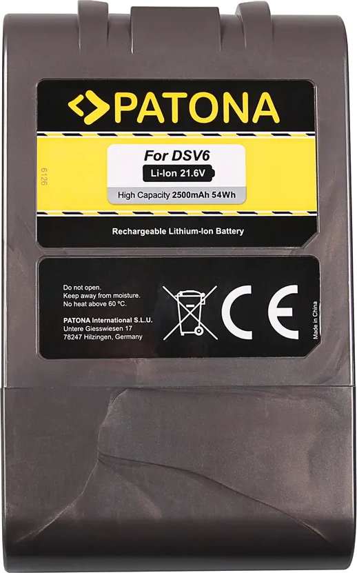 Una batteria agli ioni di litio ricaricabile Patona DSV6.