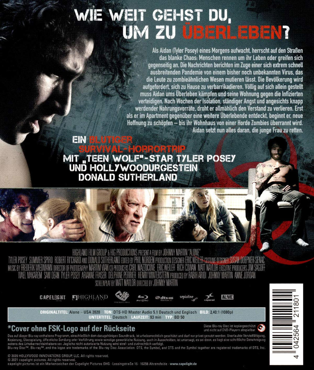 Filmposter mit Text und Bildern von Personen, ein rotes Gefahrensymbol wird gezeigt.