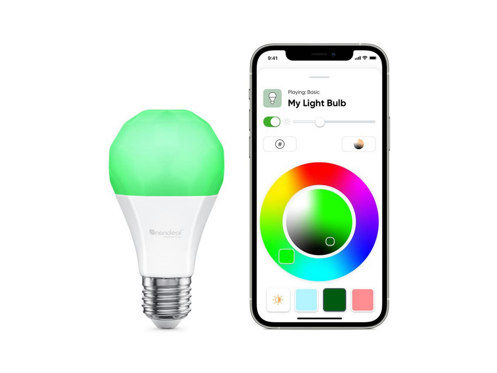 Bombilla inteligente - Nanoleaf Essentials A19, LED, 9W, 1100lm, RGB, E27, Control remoto, Blanco