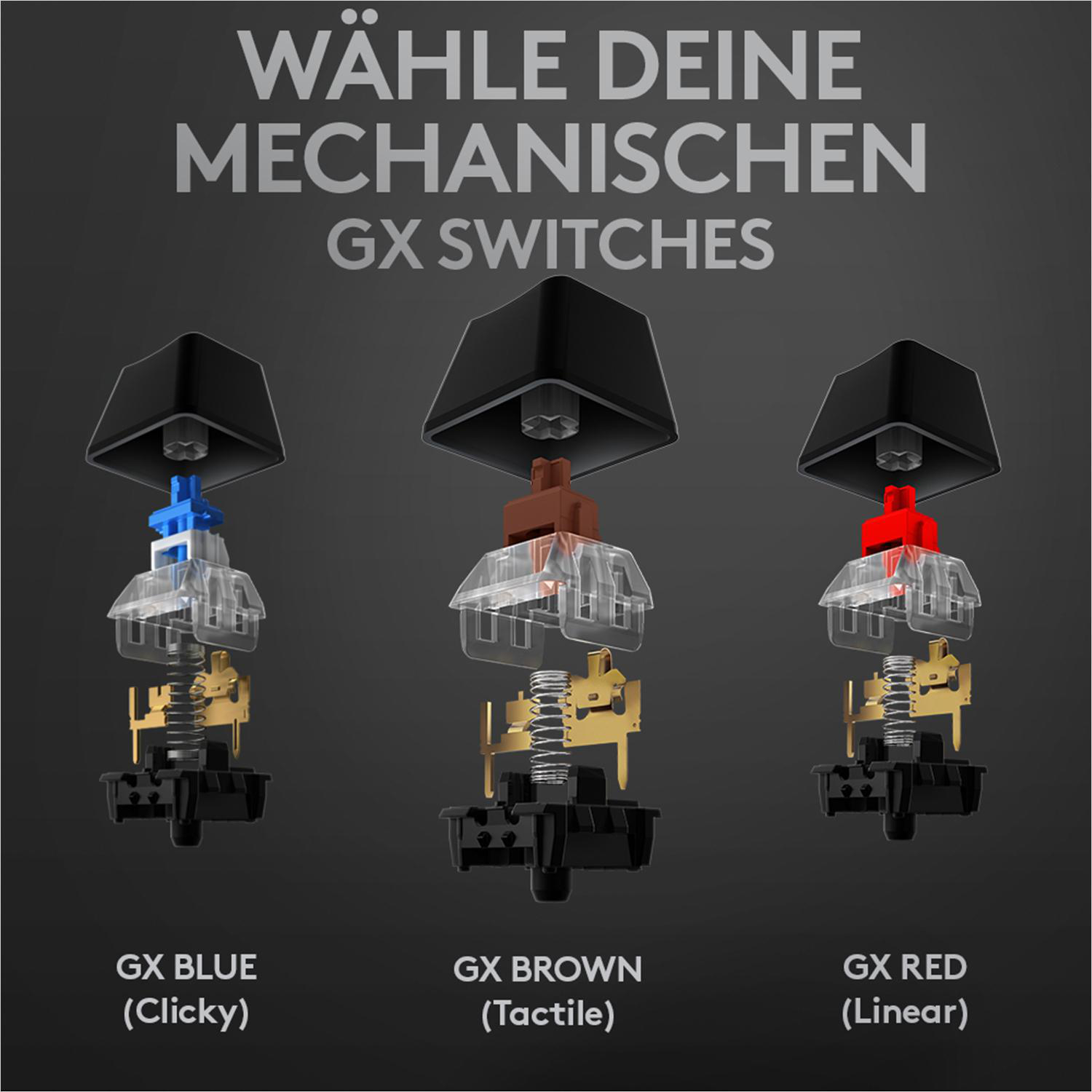 LOGITECH G513 Carbon RGB, GX Blue (Clicky), Gaming Tastatur, Mechanisch, kabelgebunden, Schwarz