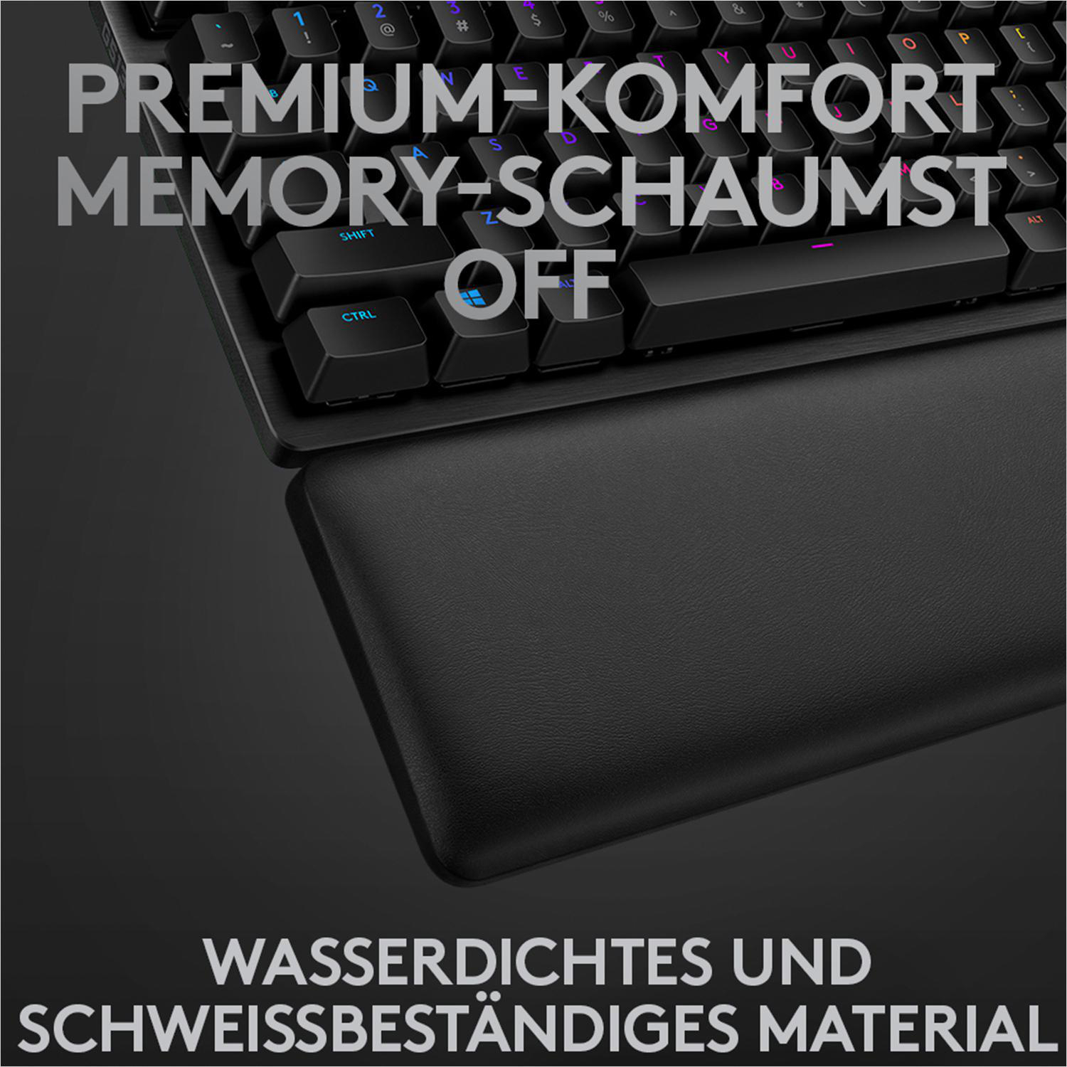 LOGITECH G513 Carbon RGB, GX Blue (Clicky), Gaming Tastatur, Mechanisch, kabelgebunden, Schwarz