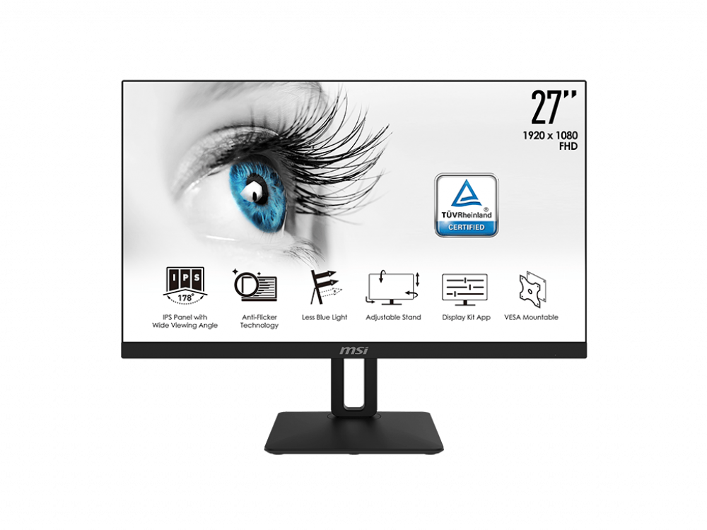 Monitor 27“ Msi mp271p ips fhd hdmi 27 led fullhd 5 75 hz antiflicker compatible con vesa negro 686 cm 1920 x 1080 1080p 60 169 repuesta250