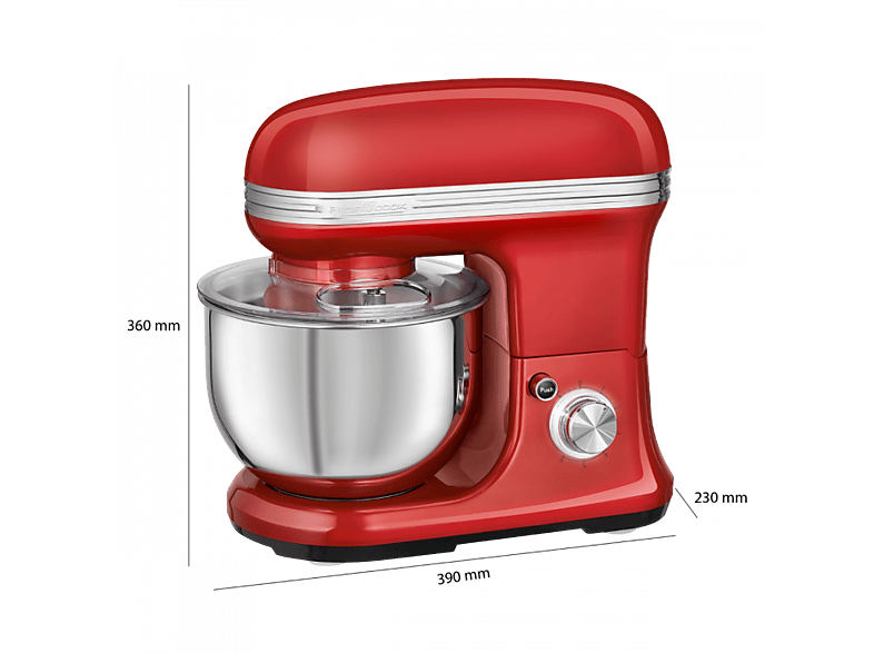 Profi Cook PC-KM 1197 Küchenmaschine Rot (Rührschüsselkapazität: 5 l, 1200 Watt) — Foto 4 von 5