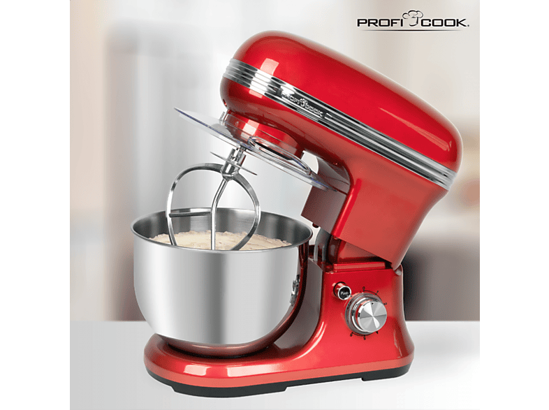 Profi Cook PC-KM 1197 Küchenmaschine Rot (Rührschüsselkapazität: 5 l, 1200 Watt) — Foto 3 von 5