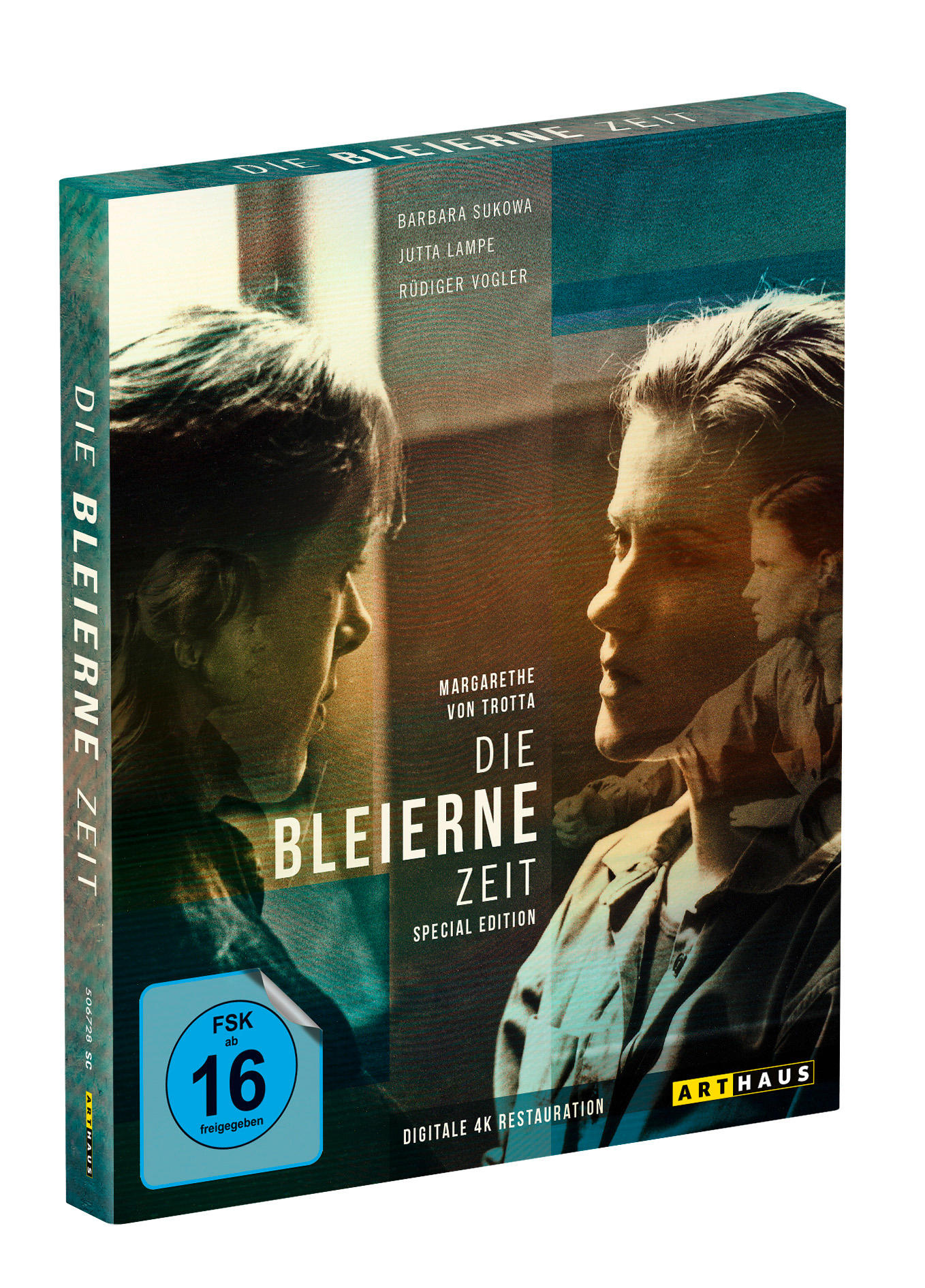 DVD-Box des Films Die Bleierne Zeit. Das Cover zeigt zwei Frauen, den Titel und die Namen der Schauspieler.