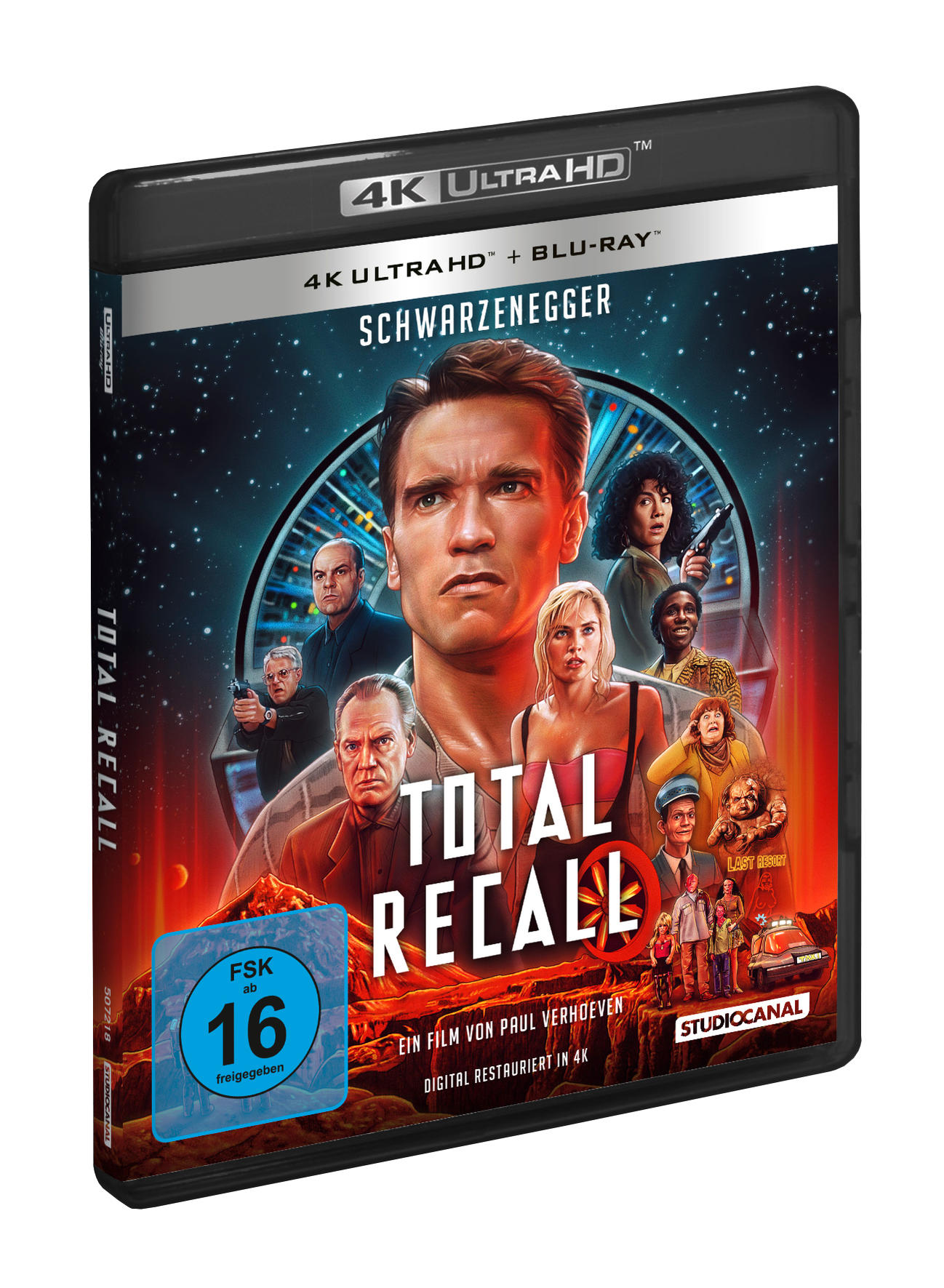 Total Recall Filmcover. Schwarzenegger und andere Schauspieler auf dem Cover.