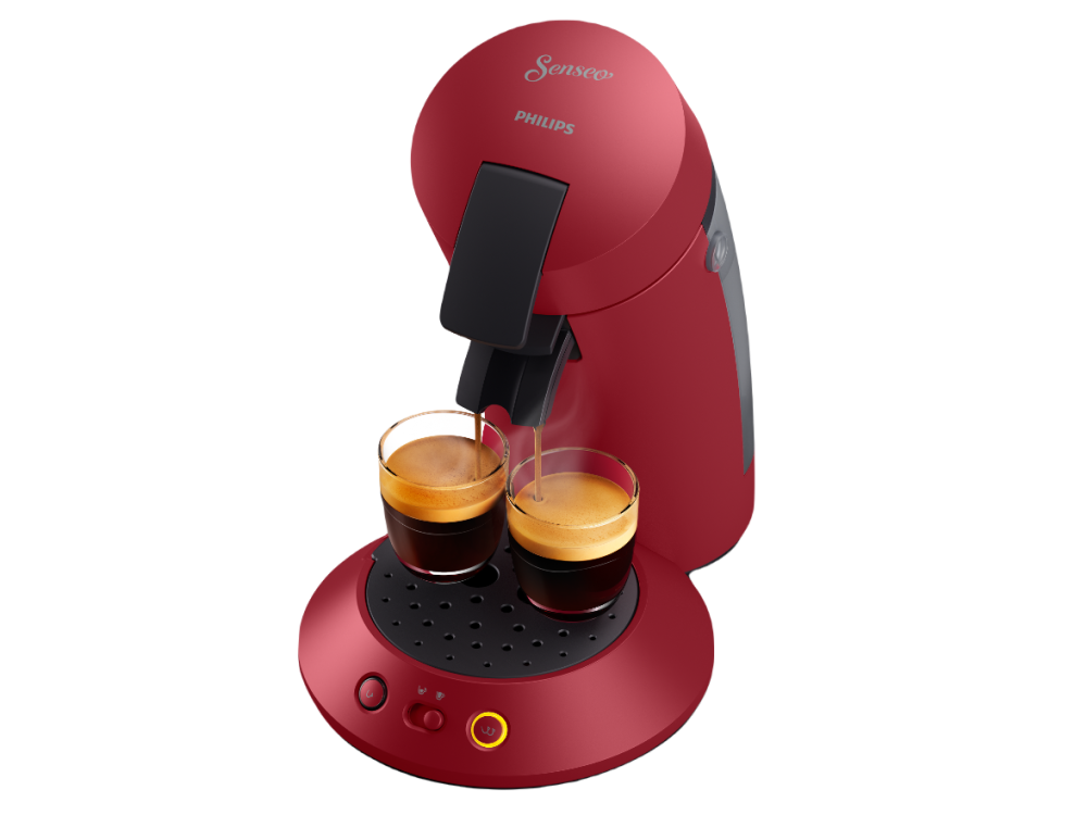 Cafetera de cápsulas - Philips Senseo Original Plus CSA210/91, 220 - 240 V, 0.7 l, Función 2 tazas, Rojo