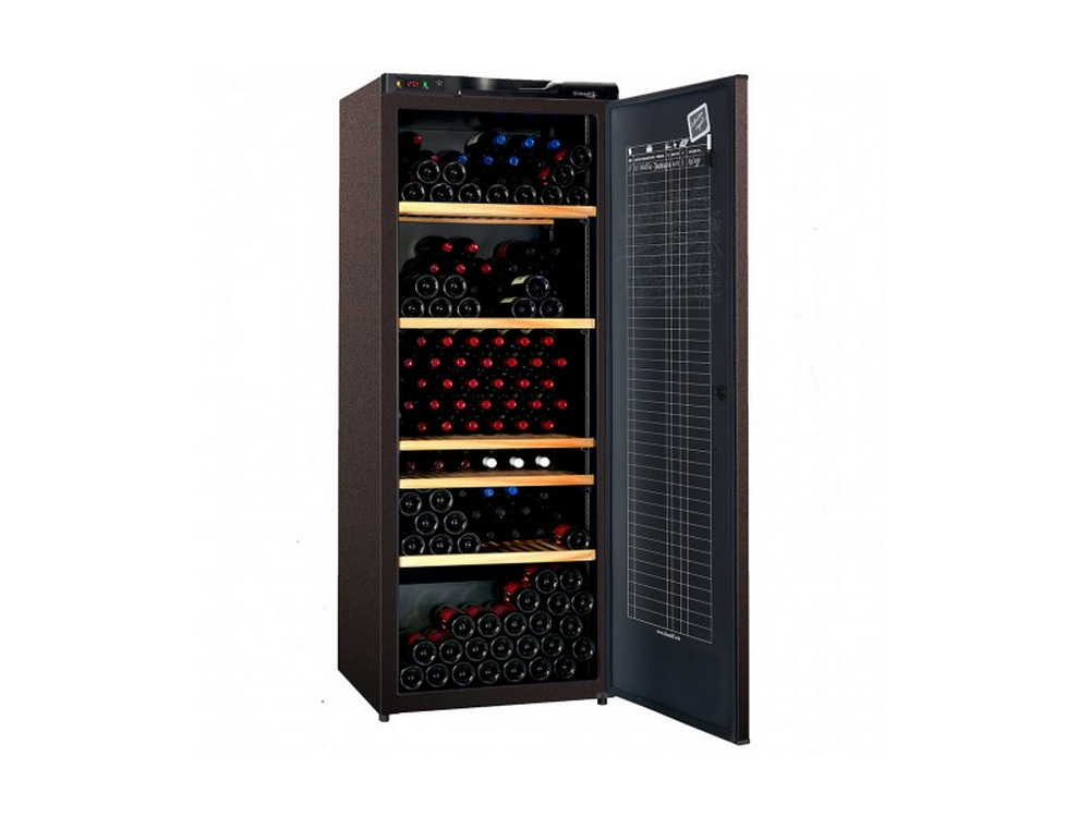 Vinoteca - Climadiff CLA310A+, 294 botellas, Antivibración, 5 estantes, LED, 183 cm, Marrón