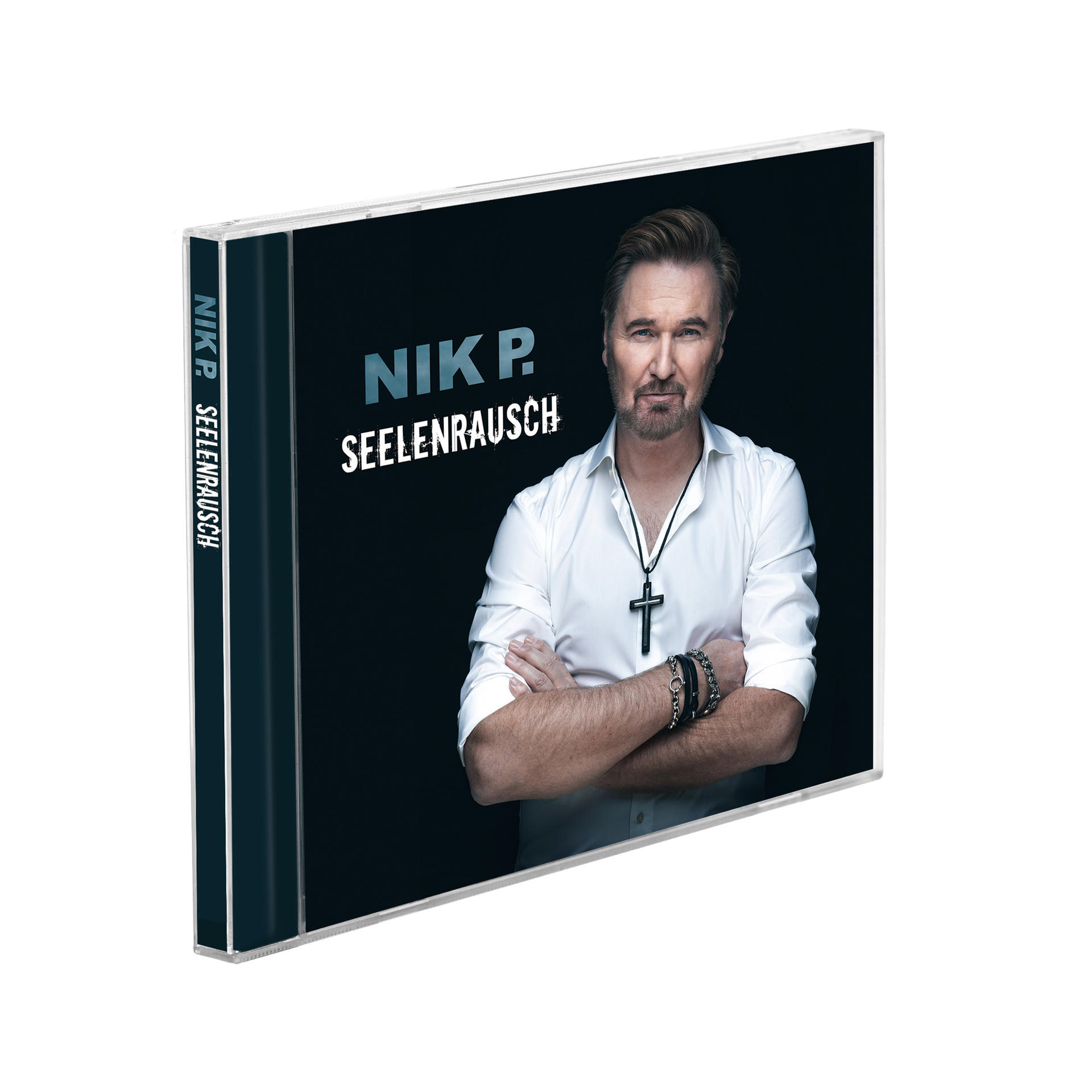 CD-Hülle mit einem Mann auf dem Cover. Der Text lautet: NIK P. SEELENRAUSCH.