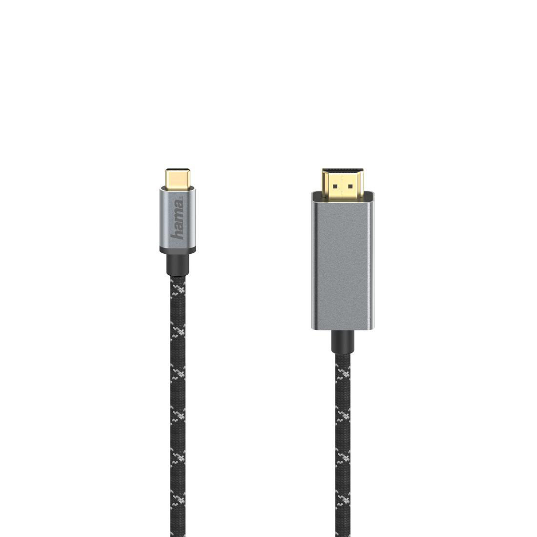 HAMA 1.5 m USB-C-Stecker auf Schwarz Kabel, HDMI-Stecker