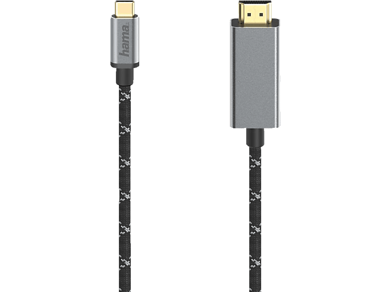 HAMA 1.5 m USB-C-Stecker auf Kabel, Schwarz HDMI-Stecker